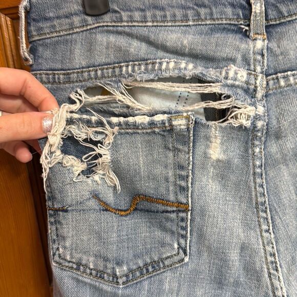 7 For All Mankind Distressed Blue Denim Jean Shorts Men’s US 28 - Picture 4 of 8